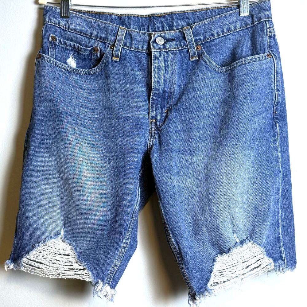 LEVI'S 511 Cutoff Denim Fringed Jean Shorts/Jorts. Levi Strauss & Co. Size 34